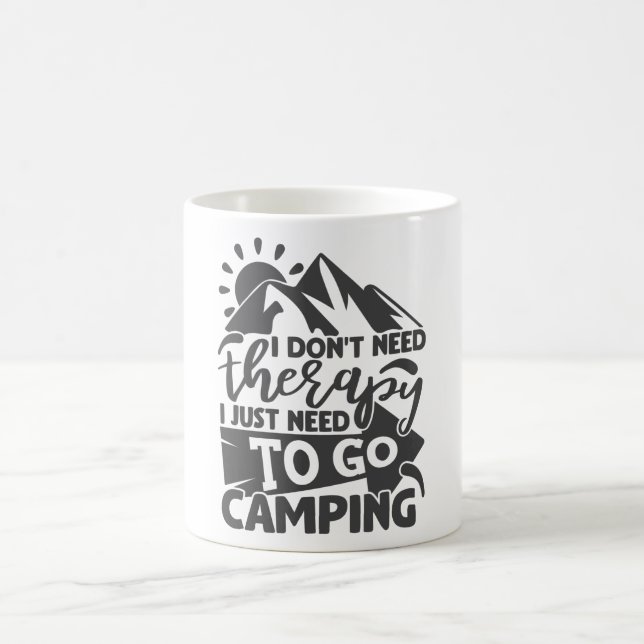 Camping Therapy Funny Camper Quote Typography Kaffemugg (Center)