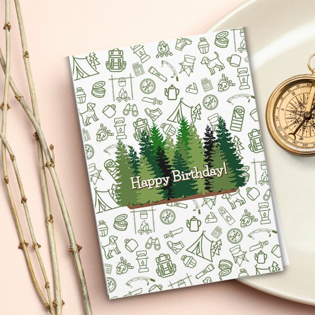 Camping-Thned och Nature Älskare Birthday Card Kort (Skapare uppladdad)