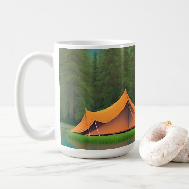 Camping Thned | Tält på Sjö och bergsområden Kaffemugg (Med munk)