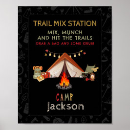 Camping Trail Mix Station Födelsedagsfest-tecken Poster