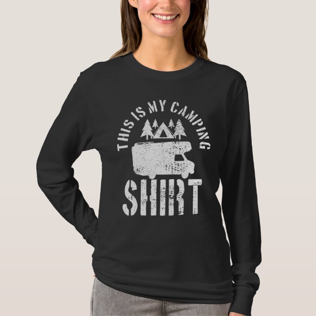 Camping Trailer Camper Van Mobile Home Caravan Mot T Shirt (Framsida)