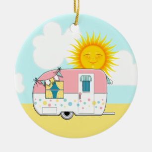 Camping Trailer Julgransprydnad Keramik