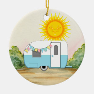 Camping Trailer Julgransprydnad Keramik
