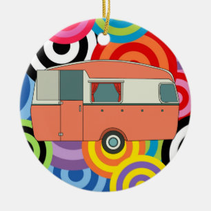 Camping Trailer Julgransprydnad Keramik