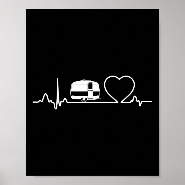 Camping Trailer Rv Hjärtklappning Tröja Semester U Poster (Framsidan)