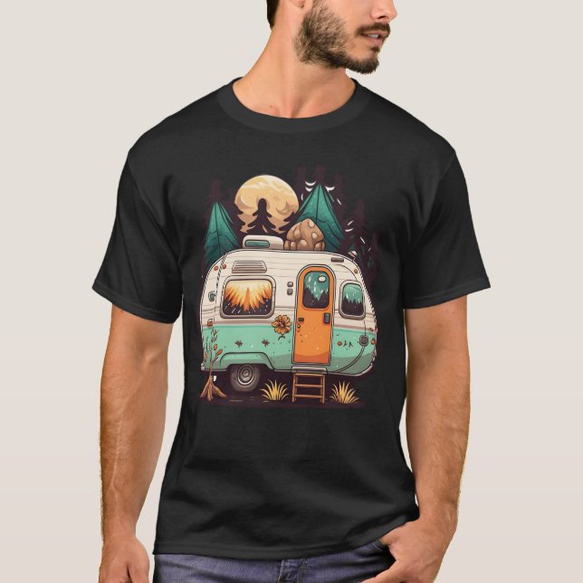 Camping trailer vintage t shirt (Framsida)
