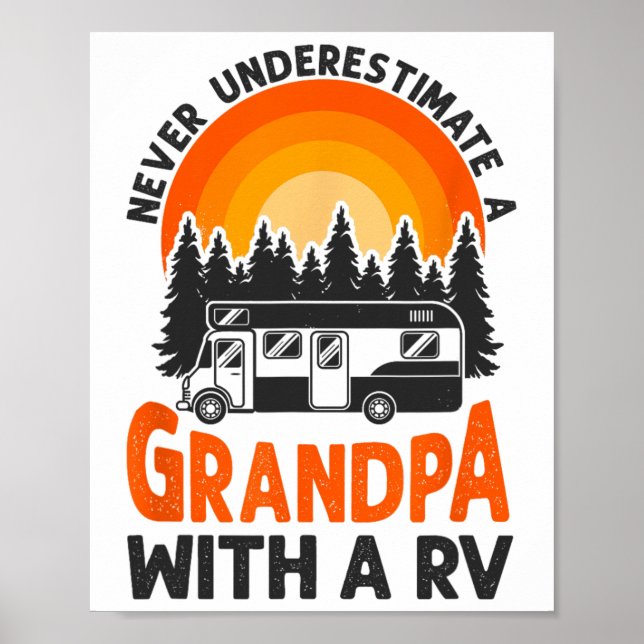 Camping Underskatta aldrig farfar Rv husbil F Poster (Framsidan)