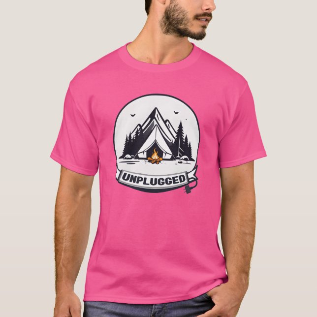 Camping Unplugged familj T Shirt (Framsida)