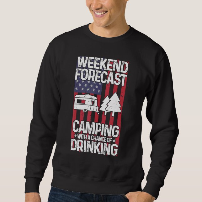 Camping USA flagga - Lycklig Camper Apparel Lång Ärmad Tröja (Framsida)