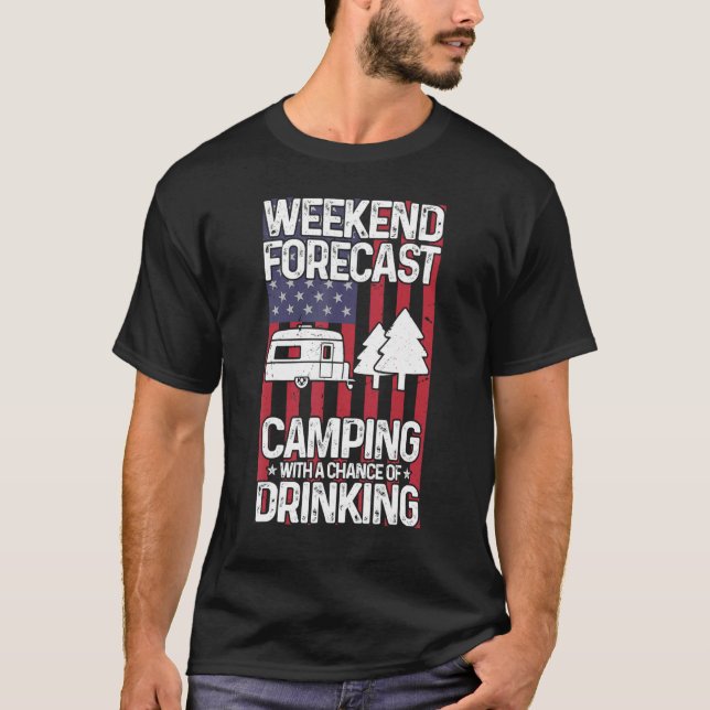 Camping USA flagga - Lycklig Camper Apparel T Shirt (Framsida)