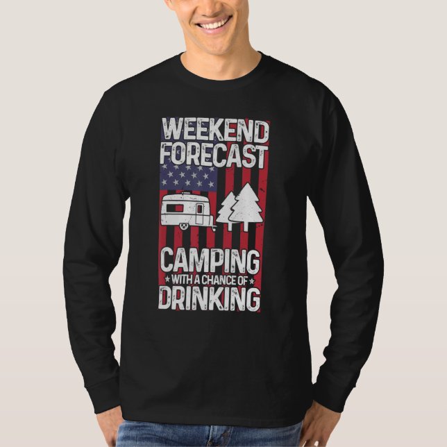 Camping USA flagga - Lycklig Camper Apparel T Shirt (Framsida)