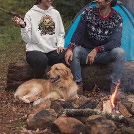 Camping utomhus äventyr hund pappa hund mamma hoodie