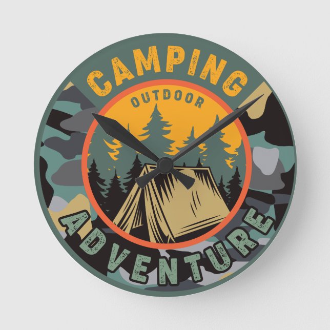 Camping utomhus Äventyr Rund Klocka (Framsida)