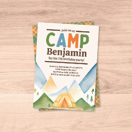 Camping utomhus Födelsedagsfest inbjudan