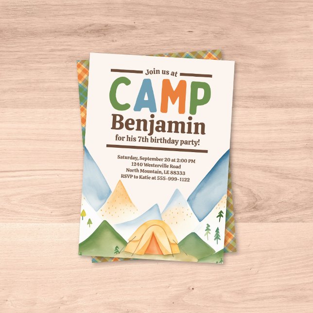 Camping utomhus Födelsedagsfest inbjudan (Skapare uppladdad)