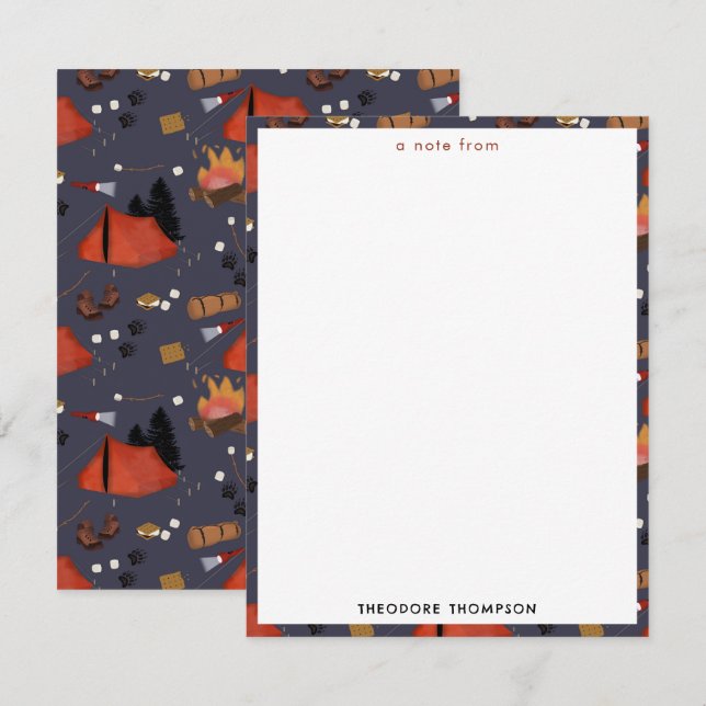 Camping Utomhusäventyr Sommar Läggereld Barn Anteckningskort (Fram/baksida)