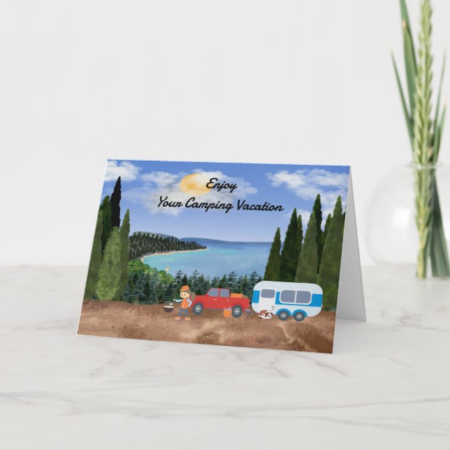 Camping Vacation Card med Söt Scenia Kort (Framsida)