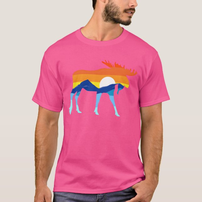 Camping Vandring Retro Berg Outrs Camp Älg gi T Shirt (Framsida)