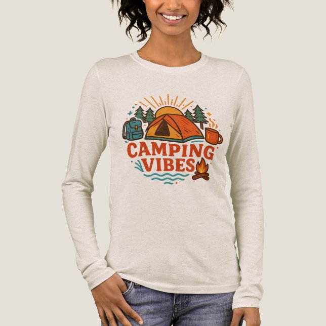 Camping Vibes Adventure Long Sleeve Shirt T Shirt (Framsida)