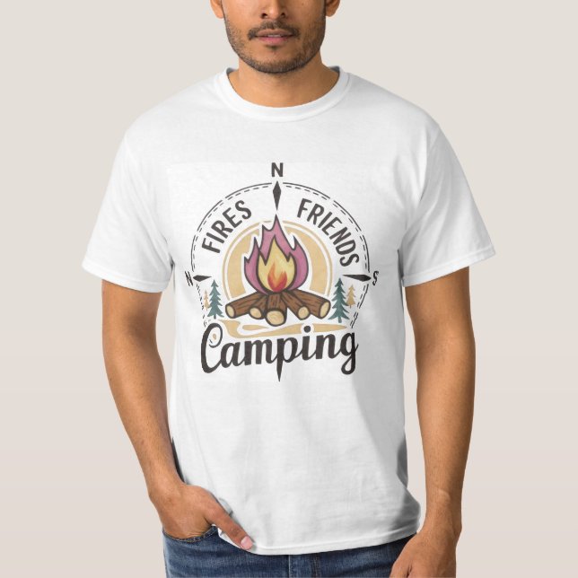 Camping vibes, comping Fires Friends T Shirt (Framsida)