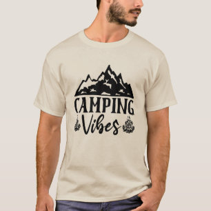 Camping Vibes Endast – Retro Läggereld & Bergsbest T Shirt