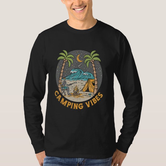 Camping Vibes  Happy Camper  Outdoors  Adventure T Shirt (Framsida)