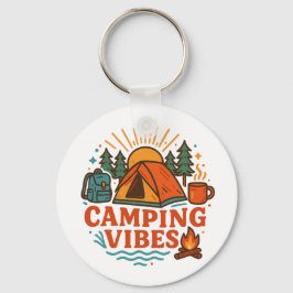 Camping Vibes Metal Circle Keychain Nyckelring