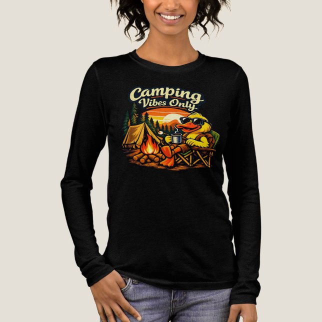 Camping Vibes Only Feels Right Long Sleeve USA T Shirt (Framsida)