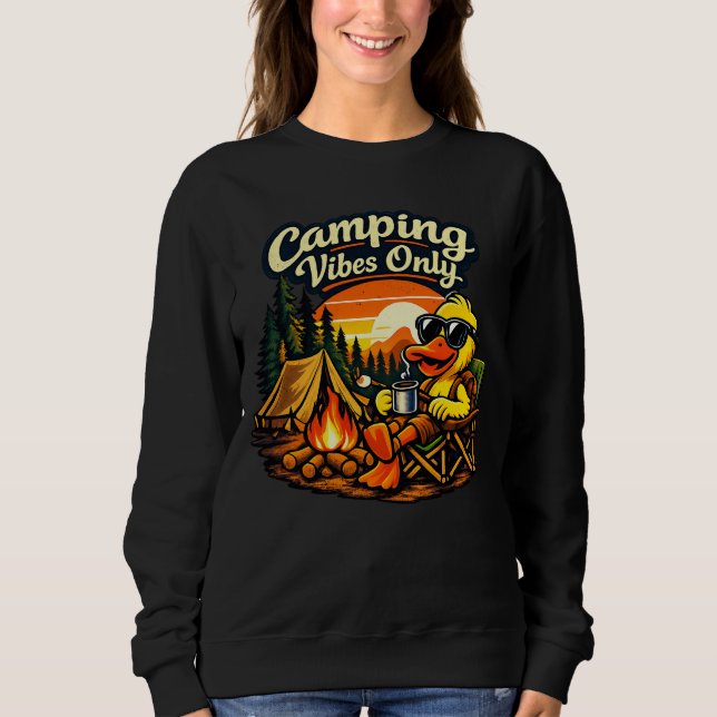 Camping Vibes Only Feels Right Sweatshirt USA T Shirt (Framsida)