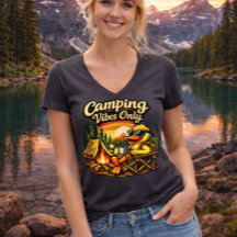 Camping Vibes Only Feels Right V-ringad t-shirt US