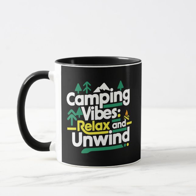Camping Vibes : Slappna av och ta bort vind Mugg (Vänster)