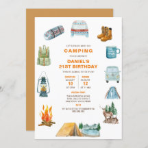 Camping Watercolor Campout Out Birthday
