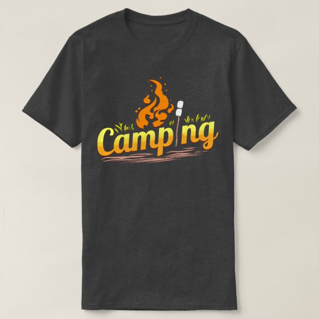 Camping with Campfire and Marshmallow Camping T Shirt (Design framsida)