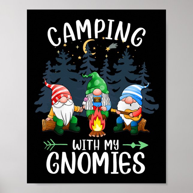 Camping With My Gnomies Funny Gnome Camp Women Men Poster (Framsidan)