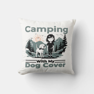 Camping with My Hund Decorative Dekorativ kudde