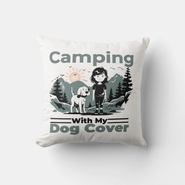 Camping with My Hund Decorative Dekorativ kudde (Framsida)