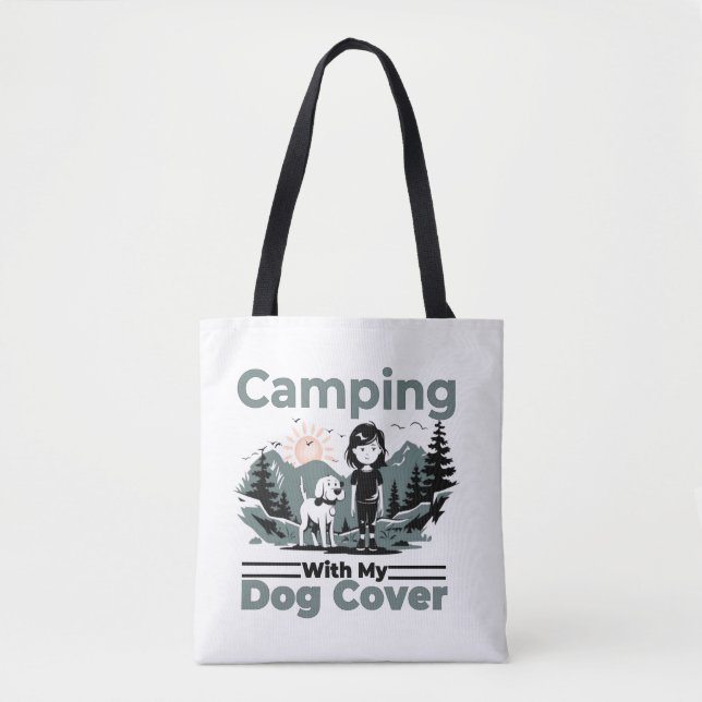 Camping with My Hund Reusable Tote Bag Tygkasse (Framsida)