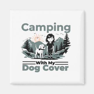 Camping with My Hund Vintage Postcard Magnet