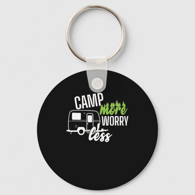 Camping Wohnwagen "Camp More Worry Less" Nyckelring (Framsida)