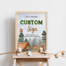 Camping Woodland Forest Anpassningsbar Bord Sign Poster