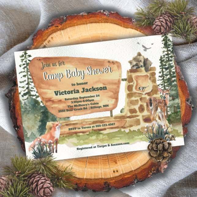 Camping Woodland National Park Baby Shower Inbjudningar (Skapare uppladdad)