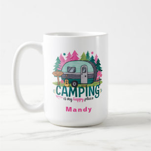 Campingäventyrspresentkopp med namn kaffemugg