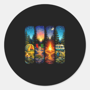 Campingbesättning campare går på camping och vandr runt klistermärke
