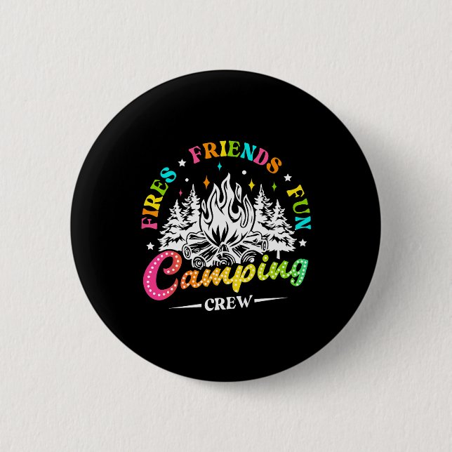 Campingbesättning Eldar Vänner Kul Sommarstämning  Knapp (Framsida)