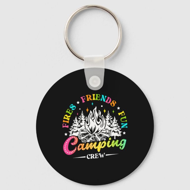 Campingbesättning Eldar Vänner Kul Sommarstämning  Nyckelring (Framsida)