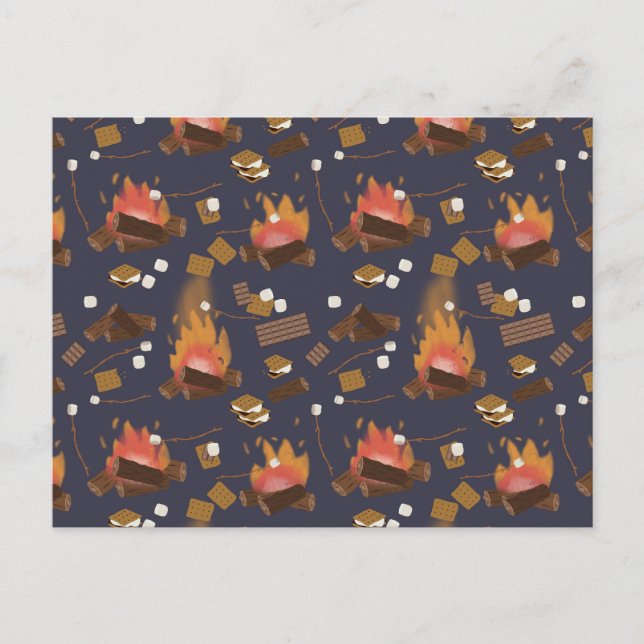 Campingbrand utomhus Äventyr och marmallow Helg Vykort (Framsida)