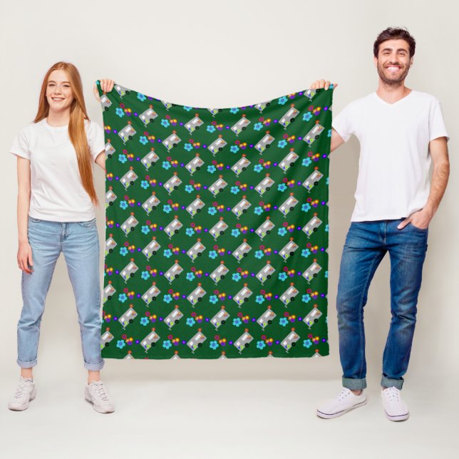 Campingbricka med Hippie Flowers Mönster Fleecefilt (På plats)