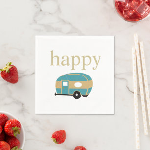 Campingbrickan lycklig Camper Teal Guld TearDrop Pappersservett