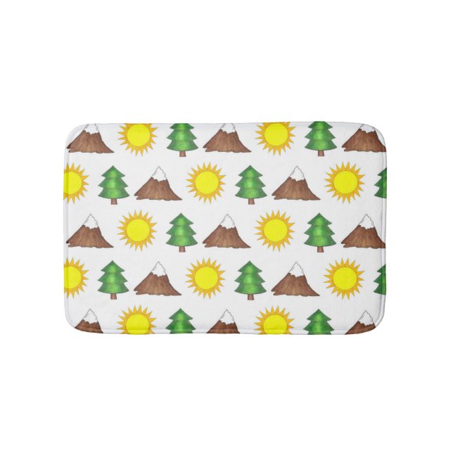 Campingcampingplats i berggrunden Träd Badrumsmatta (Framsidan)