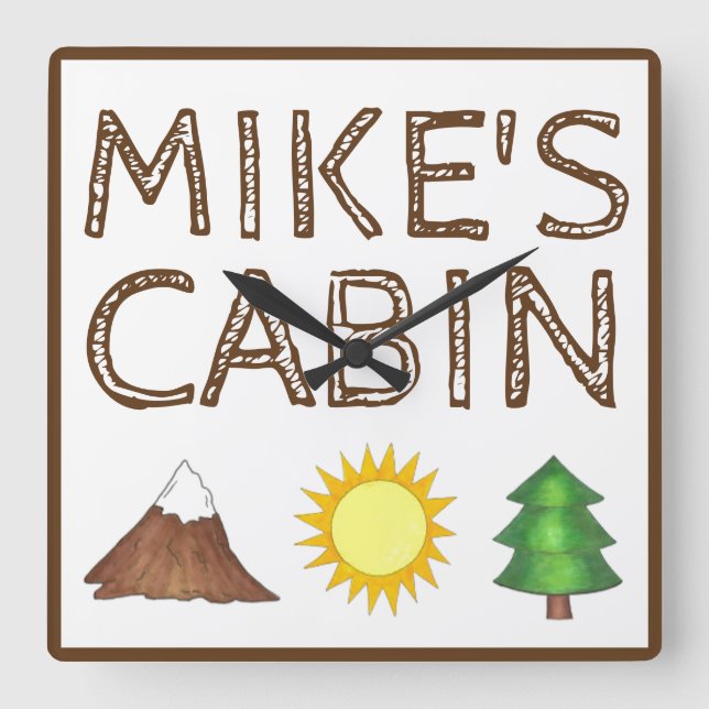 Campingcampingplats i berggrunden Träd Fyrkantig Klocka (Framsida)